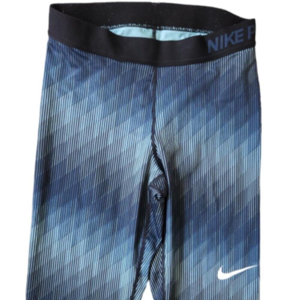 Nike Pro Dri-Fit Cool Capri Crop Blue Ombre Leggings Size Medium GUC